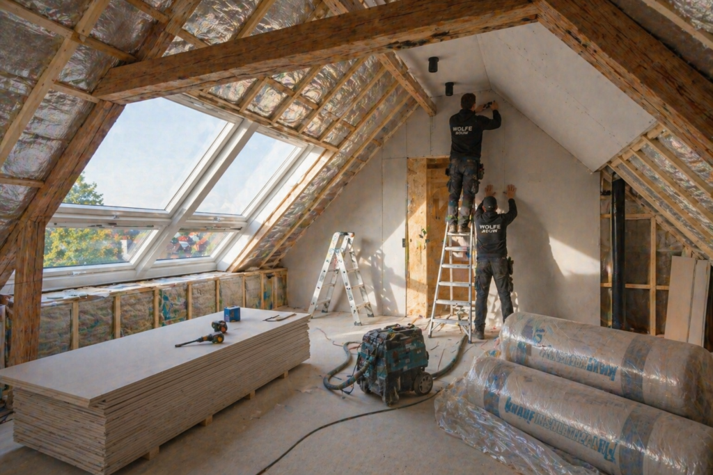 Ruime slaapkamer op zolder met dakkapel en houten vloer verbouwing door Wolfe Bouw Noord-Brabant